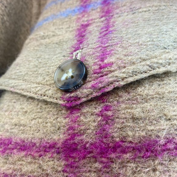 Aritzia Wilfred Tan Blue Pink Plaid Shirt Jacket in XS (oversized) - Picture 3 of 4